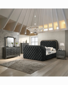 Kana Eastern King Bed w/LED, Fireplace & TV Stand