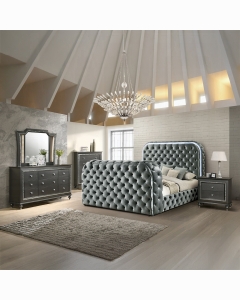 Kana Eastern King Bed w/LED, Fireplace & TV Stand