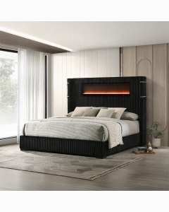 Garner EK Bed w/Fireplace, LED, Reading Light, Speaker, Bluetooth & USB
