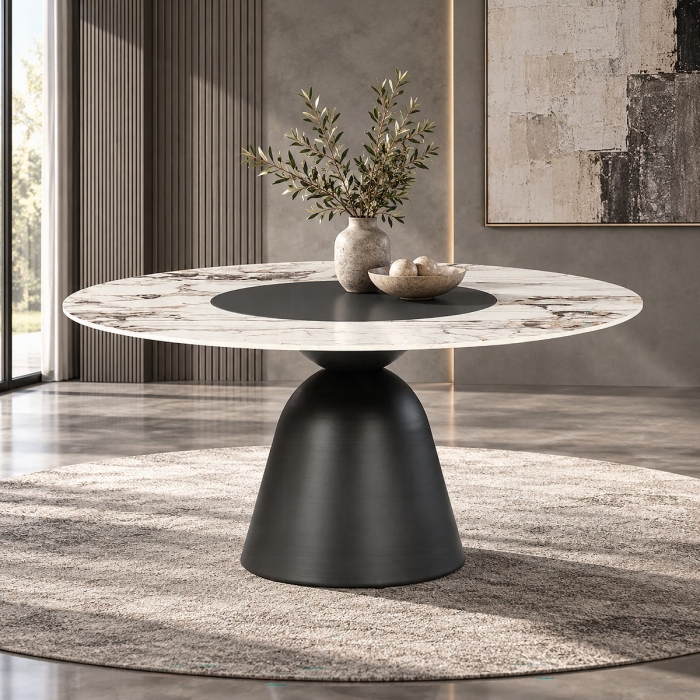 Eamon Round Dining Table W/Ceramic Top